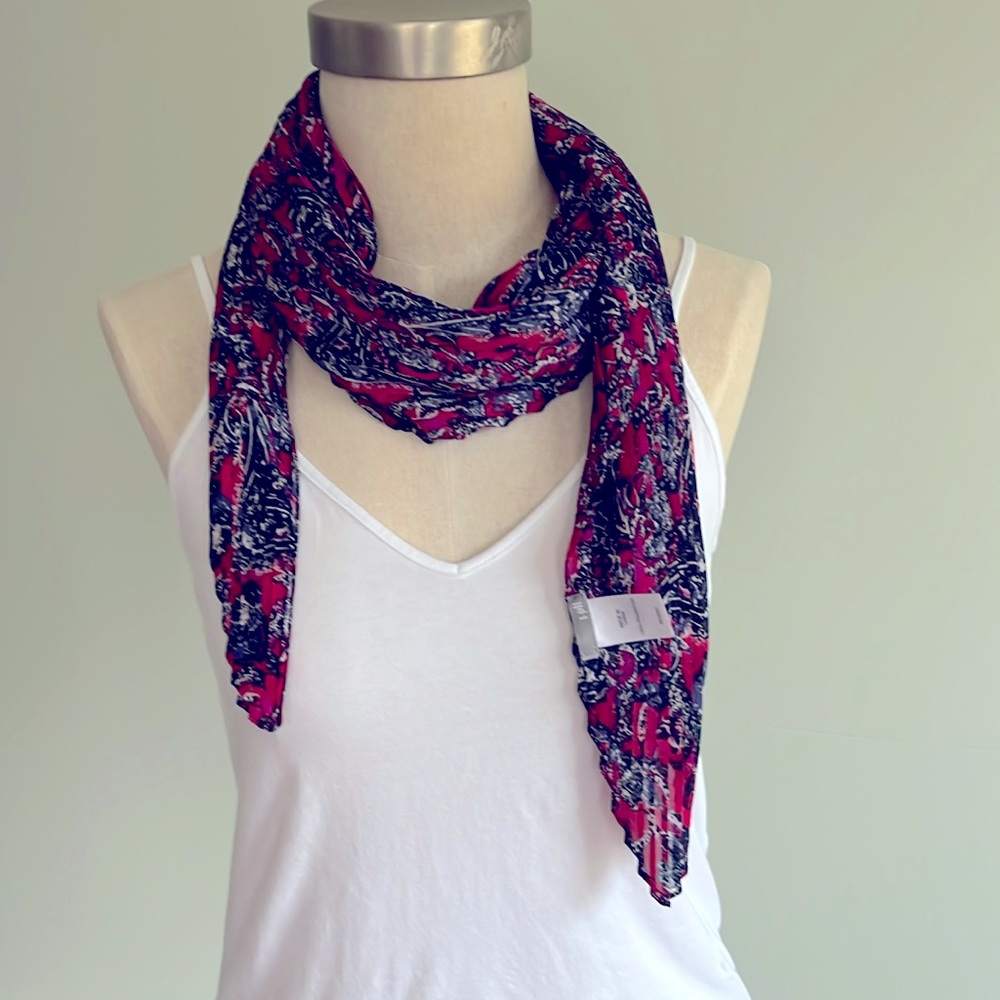 J.Jill Pleaded Floral Black and Red Scarf